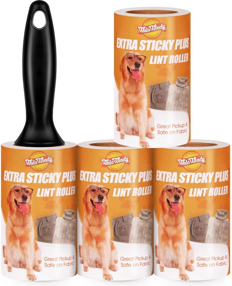 WulaWindy Lint Roller for Pet Hair, Extra Sticky Lint Rollers Pet Hair Remover for Clothes, Work Great on Pet Hair Value Pack (4 Pack) - Image 1